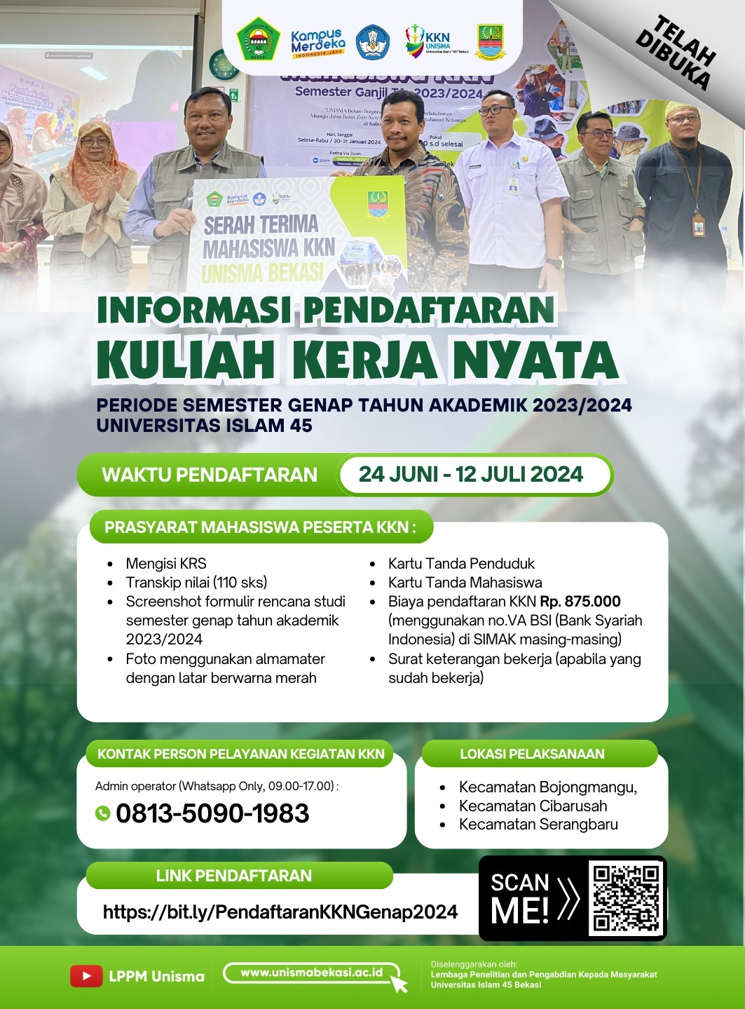 Pendaftaran Pelaksanaan KKN Periode Semester Genap Tahun Akademik 2023/2024